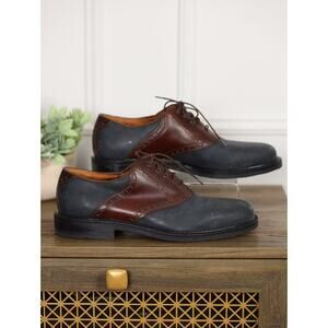 Johnston & Murphy Italy Leather Saddle Oxford Shoes Men’s 10.5 Brown Black Dress